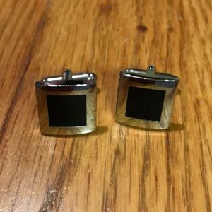 Silver & Black Stone Cuff Links-NWOT